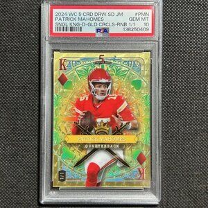 Patrick Mahomes 1/1 Gold Circles King 2024 5 Card Draw Wild Card PSA 10 Gem Mint